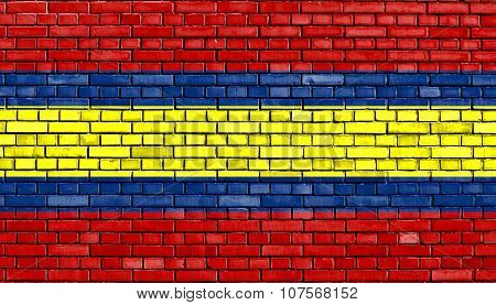 Flag Of Loja Painted On Brick Wall