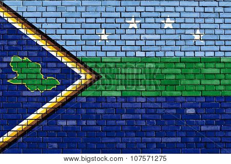 Flag Of Delta Amacuro State Painted On Brick Wall