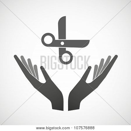 Two Vector Hands Offering A Scissors