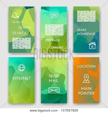 Set of poster, flyer, brochure design templates with Map Location, Mail, Internet, Homepage for web