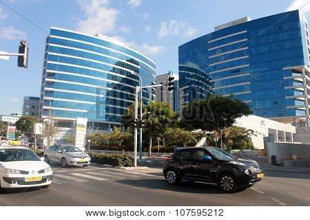 Streets And Modern Building In Herzliya, Israel.