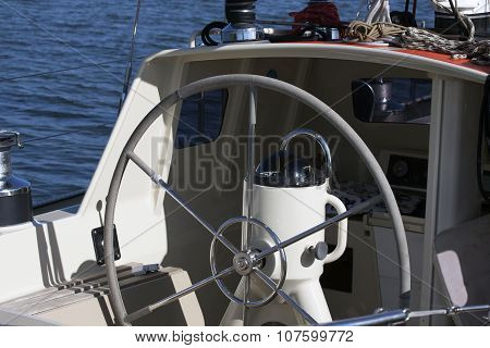Part of a sailing boat