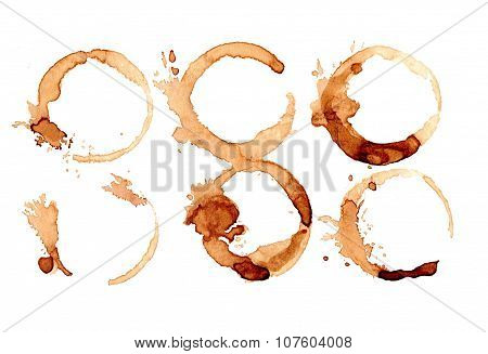 Coffee stain on a white background.