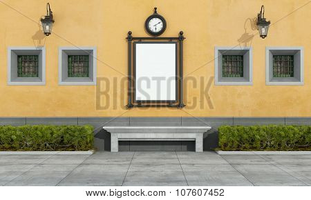 Old Facade With Street Bilboard In Classic Style
