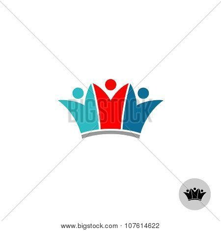 Three People In A Crown Shape Logo