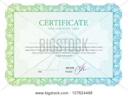 Certificate. Award background. Gift voucher. Template diplomas currency