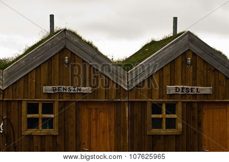 Detail of vintage gas station at Modrudalur farm