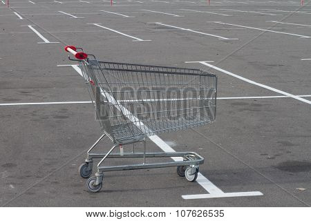 Empty Trolley Cart On Parking