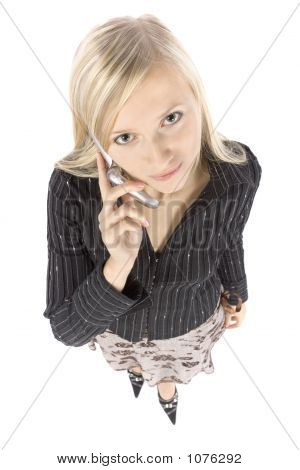 Tête de jeune femme Blonde avec téléphone Moble