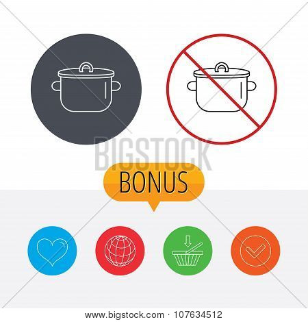 Pan icon. Cooking pot sign.