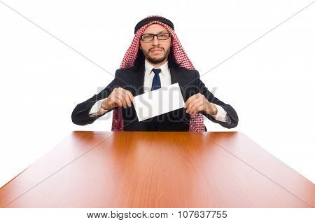 Arab businessman isolated on white