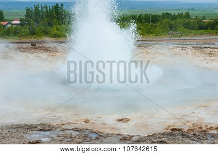 Eruption of the Strokkur, famous Icelandic geyser
