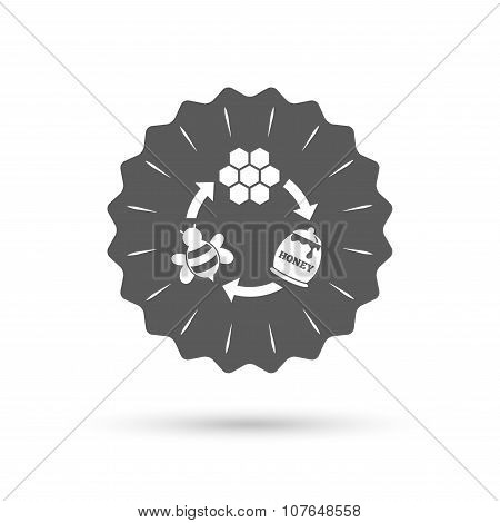 Producing honey and beeswax sign icon.