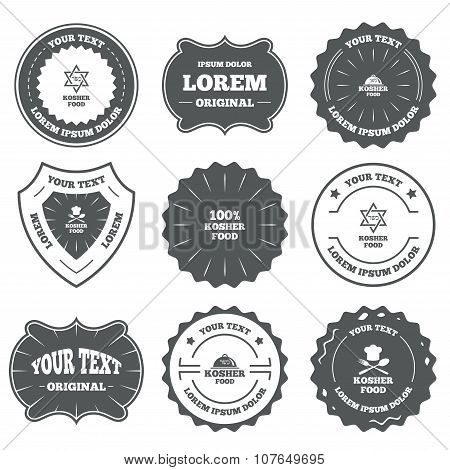 Kosher food product icons. Natural meal symbol.