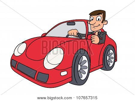 Businessman driving car