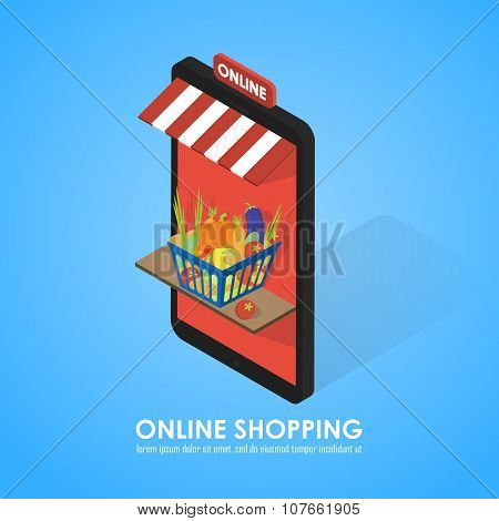Buy shopping cart full of vegetables.