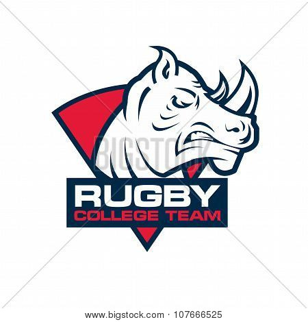 Rhino Head Sport Logo. Rugby Badge Template