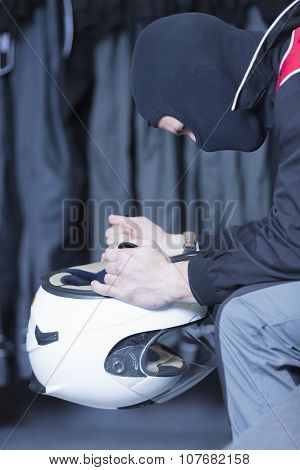 Concentrated Go-kart Driver .