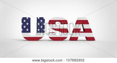 3D Usa Sua Text Flag