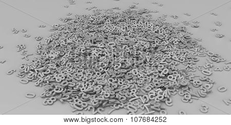 3D Grey Gray Colour Pile Of Alphabet Matte Letters On White Background