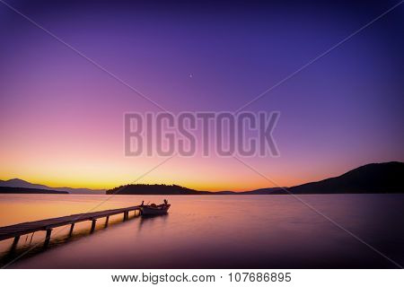 Sunrise on the bay of Nidri in Lefkas island Greece