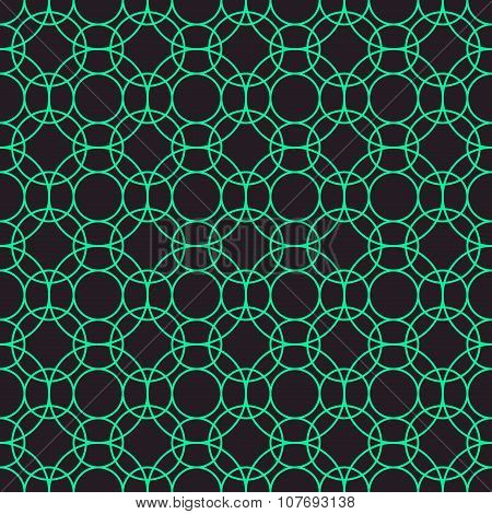 Geometric Abstract Pattern Of Circle In Dark. Seamless Line Background.