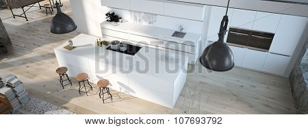 The modern kitchen. 3d rendering
