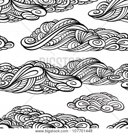 Stylized clouds seamless pattern