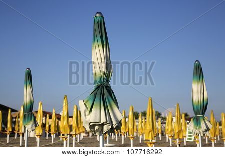 Closed Beach Parasols