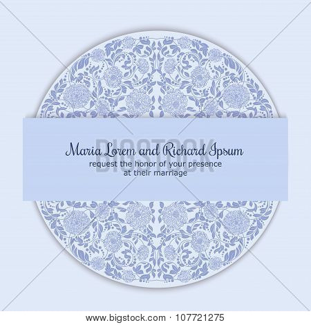 Wedding invitation decorated with round ornament