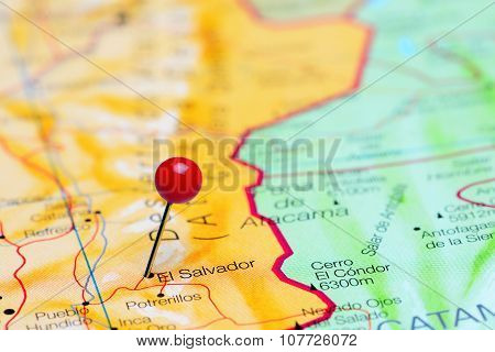 El Salvador pinned on a map of Chile