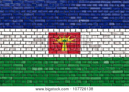 Flag Of Barinas State Painted On Brick Wall