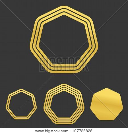 Golden line heptagon logo design set