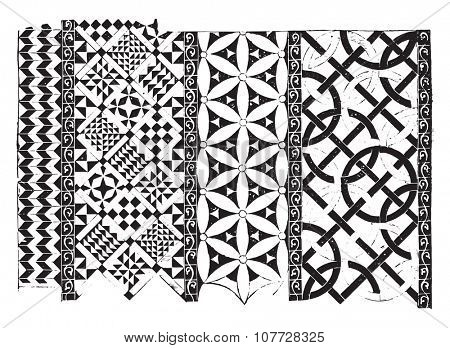 Tiles of the church Saint-Denis twelfth century, vintage engraved illustration. Industrial encyclopedia E.-O. Lami - 1875.