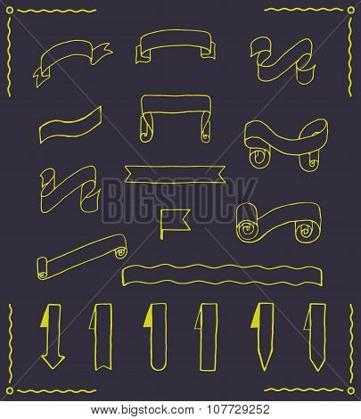 Set of vector ribbons and tags