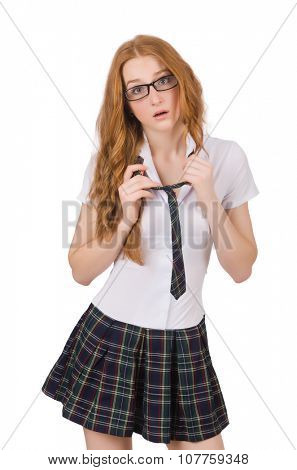 Young student female isolated on white