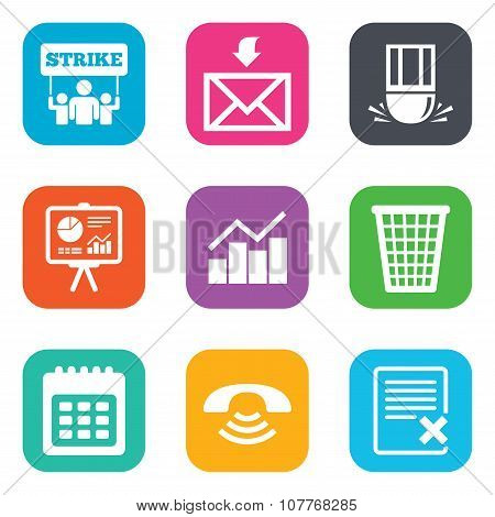 Office, documents and business icons.