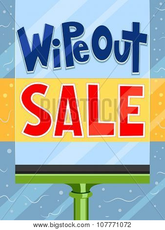 Illustration Featuring a Paintbrush Painting the Words Wipe Out Sale