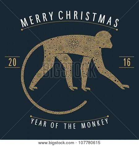 Christmas emblem monkey