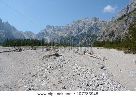 Talus In Wimbachtal Valley In Alps In Germany
