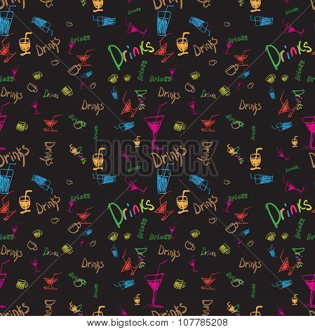 Seamless coffee house related background pattern
