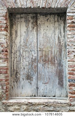 Old rusty door as a background texture, front view, vertical