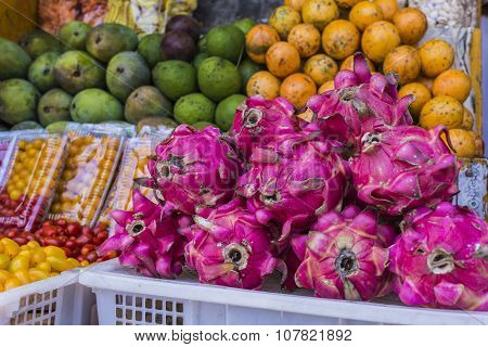 Open Air Fruit Market In The Village In Bali, Indonesia.