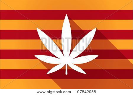 Long Shadow Catalonia Vector Flag With A Marijuana Leaf