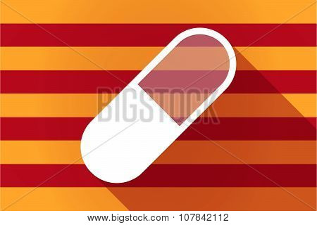 Long Shadow Catalonia Vector Flag With A Pill
