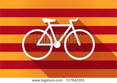 Long Shadow Catalonia Vector Flag With A Bicycle
