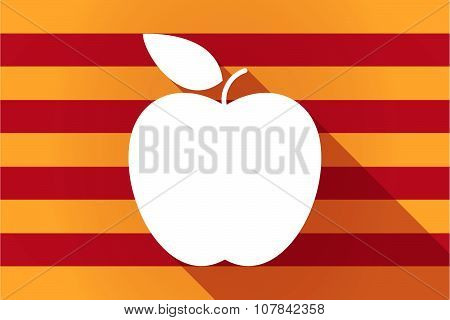 Long Shadow Catalonia Vector Flag With An Apple