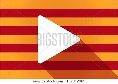 Long Shadow Catalonia Vector Flag With A Play Sign