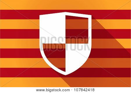 Long Shadow Catalonia Vector Flag With A Shield