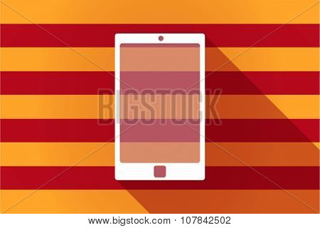 Long Shadow Catalonia Vector Flag With A Smart Phone